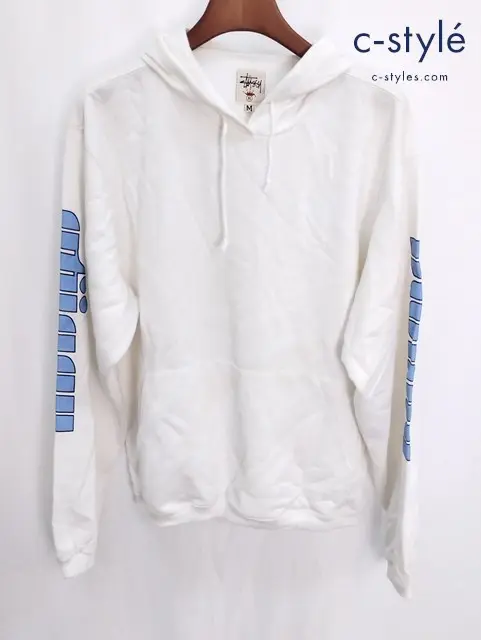STUSSY ステューシー アームプリントプルオーバーパーカー M ホワイト