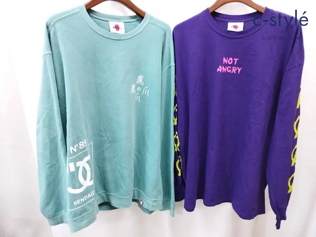 PUNK DRUNKERS パンクドランカーズ トレーナー 長袖シャツ XL XXL グリーン パープル