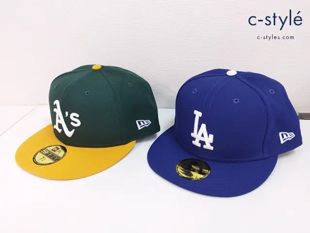 NEWERA ニューエラ キャップ 7・5/8 60.6cm ブルー グリーン×イエロー ドジャース アスレチックス
