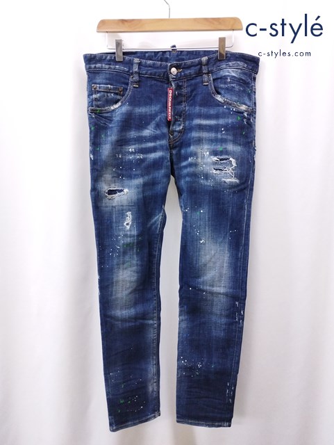 Dsquared2 ディースクエアード デニムパンツ 48 インディゴ Skater jean S71LB0635 S30342 ダメージ加工