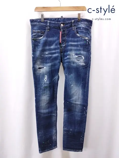 Dsquared2 ディースクエアード デニムパンツ 48 インディゴ Skater jean S71LB0635 S30342 ダメージ加工