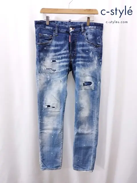 Dsquared2 ディースクエアード デニムパンツ 48 インディゴ Skater jean S71LB0638 S30342 ダメージ加工