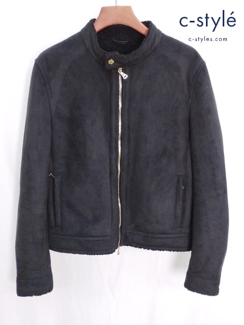 EMMETI エンメティ フェイクスウェードボアブルゾン 54 ブラック ジップアップ イタリア製