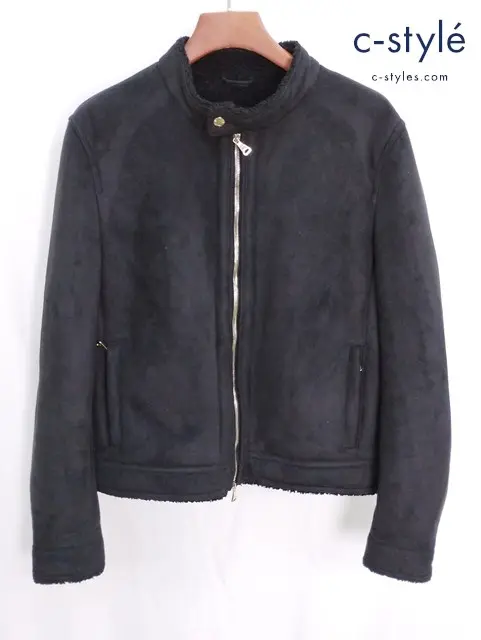 EMMETI エンメティ フェイクスウェードボアブルゾン 54 ブラック ジップアップ イタリア製