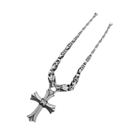 TRAVIS WALKER(トラヴィスワーカー) ネックレス LARGE SACRED CROSS WITH 2 GARGOYLES WITH MEAT LINKS NECKLACE WITH T-BAR CZ