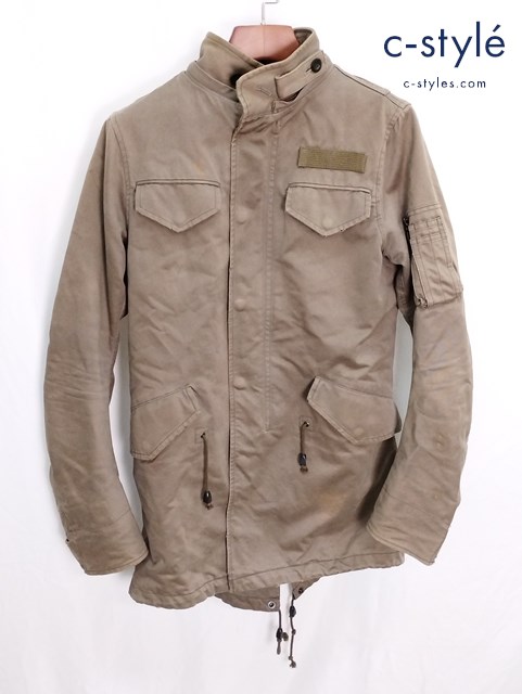 WJK ダブルジェイケイ デストロイコットンツイルモッズコート S カーキ 綿100% デストロイ加工