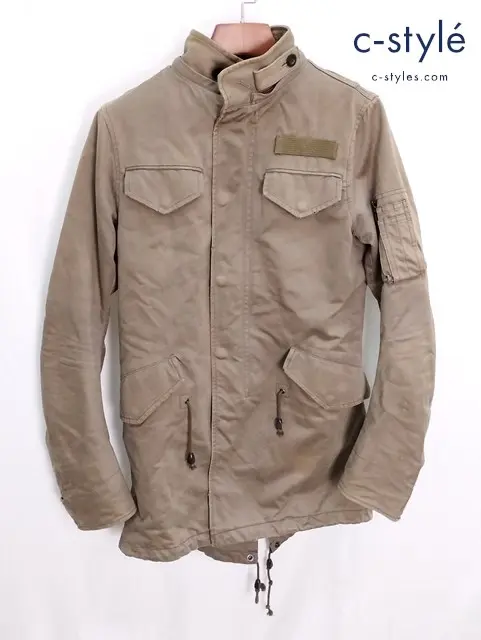 WJK ダブルジェイケイ デストロイコットンツイルモッズコート S カーキ 綿100% デストロイ加工