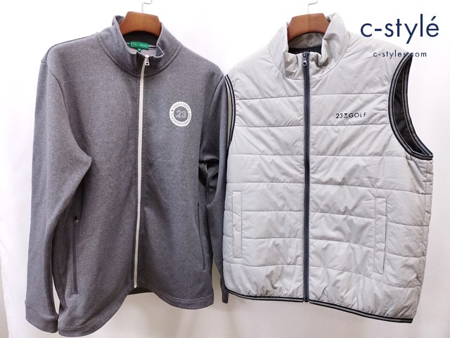 23区GOLF ニジュウサンクゴルフ 中綿ベスト パーカー 3L グレー系 長袖 ジップアップゴルフ用品