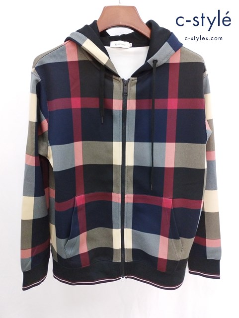 BLACK LABEL CRESTBRIDGE ジップアップチェックパーカーM マルチカラー 57P01-100-28