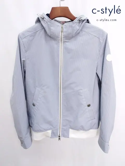 BLACK LABEL CRESTBRIDGE ジップアップパーカー M ブルー×ホワイト 51F10-709-24 ストライプ