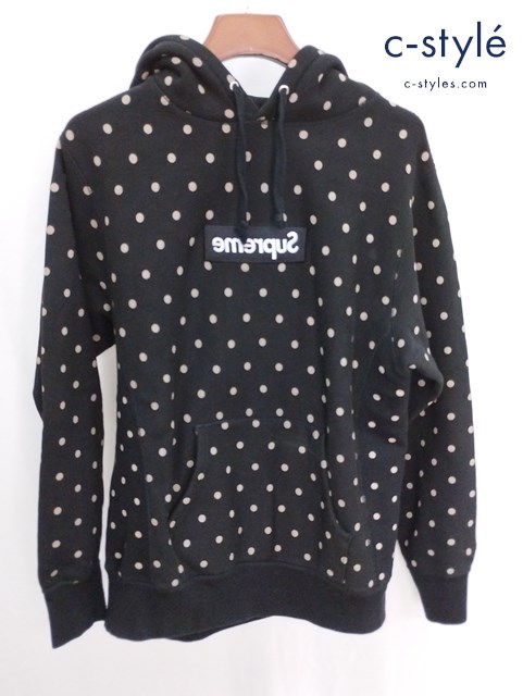 Supreme x COMME des GARCONS 反転ボックスロゴ ドット パーカー M ブラック