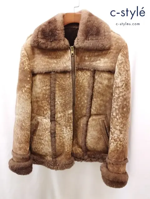 Schott ショット ムートンジャケット 36 ブラウン ジップアップ