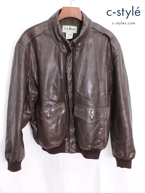 L.L.Bean エルエルビーン レザーフライトジャケット L ブラウン A2 ジップアップ