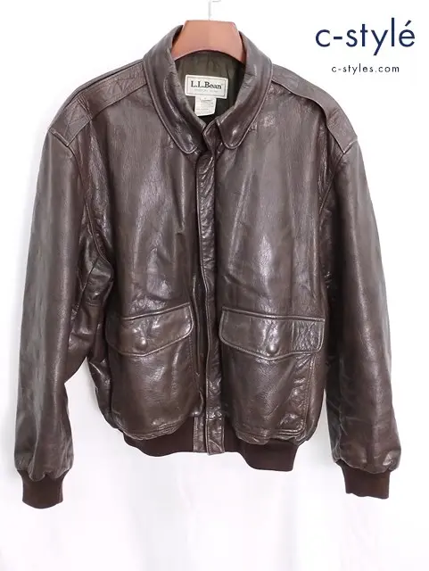 L.L.Bean エルエルビーン レザーフライトジャケット L ブラウン A2 ジップアップ