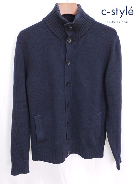 ZANONE ザノーネ 5ゲージウールソリッドスタンドカラーニットカーディガン 50 ネイビー CHIOTO