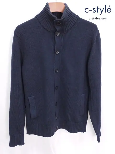 ZANONE ザノーネ 5ゲージウールソリッドスタンドカラーニットカーディガン 50 ネイビー CHIOTO