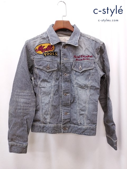 AVIREX アヴィレックス DENIM EMBROIDERY JACKET M インディゴ ストライプ 6132024