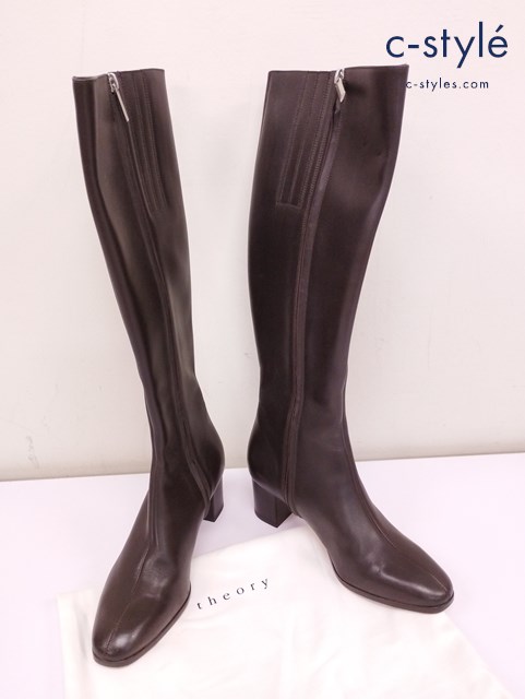 Theory セオリー ロングブーツ 36 ブラック レザー レディース