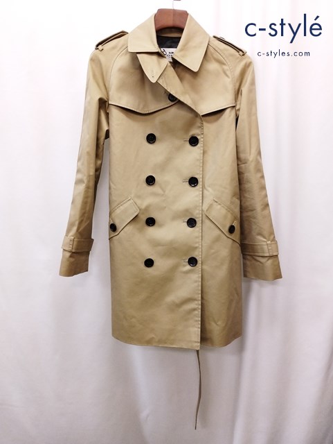 COACH コーチ トレンチコート S ベージュ ダブルボタン ベルト付き F86052