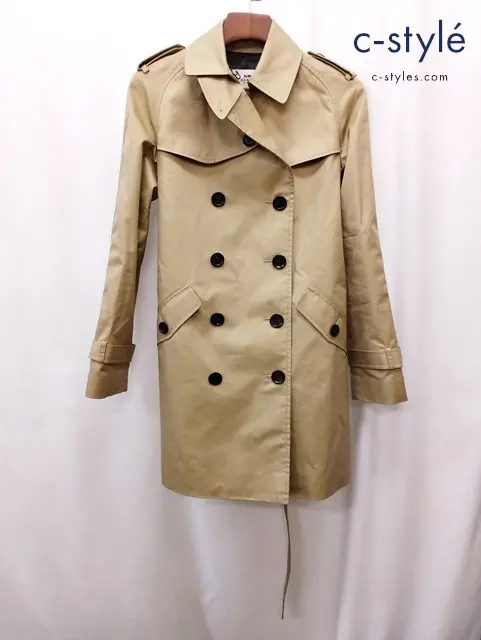 COACH コーチ トレンチコート S ベージュ ダブルボタン ベルト付き F86052