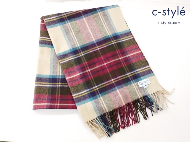 Johnstons of elgin タータンチェックストール マルチカラー カシミヤ100%