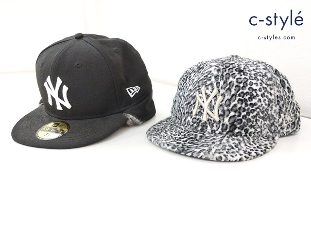 NEW ERA ニューエラ キャップ 7 1/2 ブラック グレー系 ファー ヒョウ柄