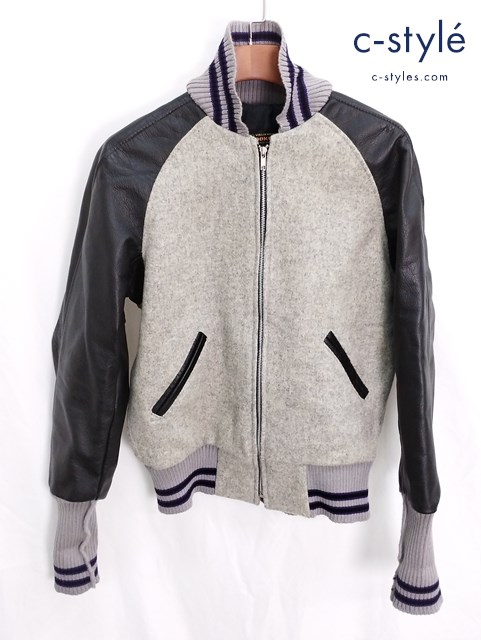 SKOOKUM × JOURNAL STANDARD スタジアムジャンパー 36 グレー×ブラック ジャーナルスタンダード