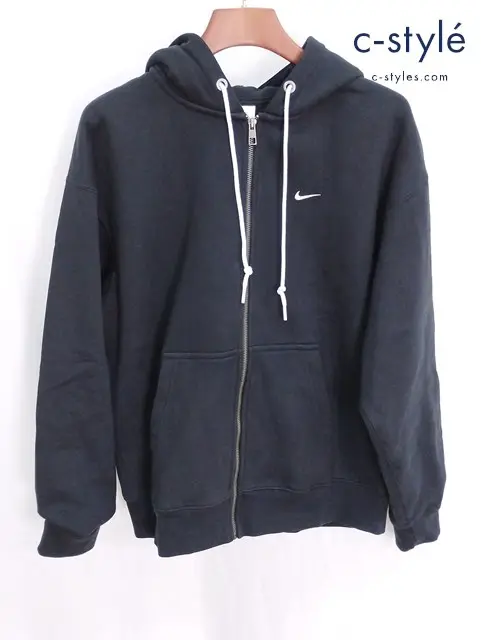 NIKE ナイキ パーカー L ブラック Solo Swoosh HW FULL ZIP L/S Hoodie DR0404-010 裏起毛