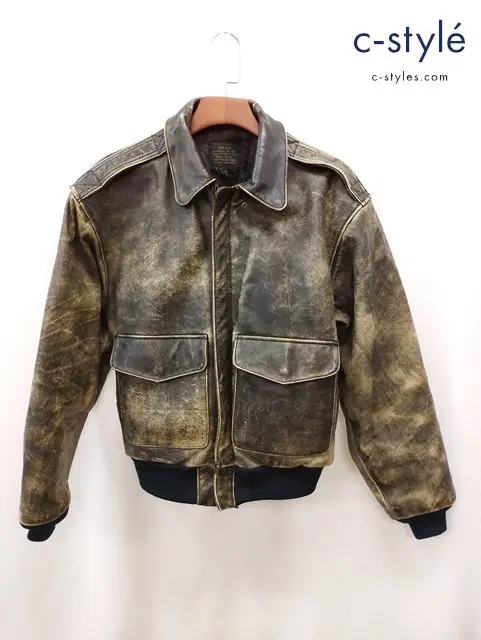 AVIREX アヴィレックス フライトジャケット XS ブラック系 TYPE A-2 レザージャケット 30-1415 1978-01