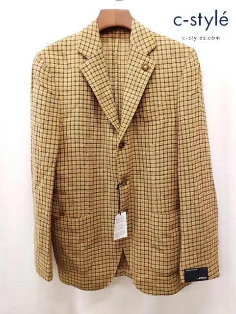 LARDINI ラルディーニ テーラードジャケット 48 キャメル チェック柄 イタリア製 N-0319AQ93