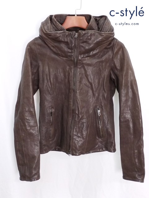 GOA ゴア レザージャケット Fサイズ ブラウン やぎ革 ジップアップ レディース