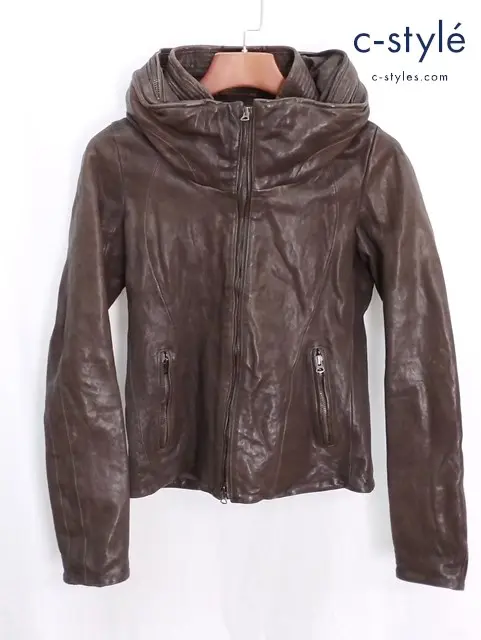 GOA ゴア レザージャケット Fサイズ ブラウン やぎ革 ジップアップ レディース