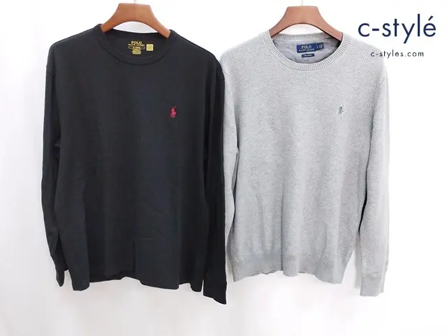 POLO RALPH LAUREN ポロラルフローレン ロングTシャツ セーター M ブラック LG グレー ポニー刺繍 長袖