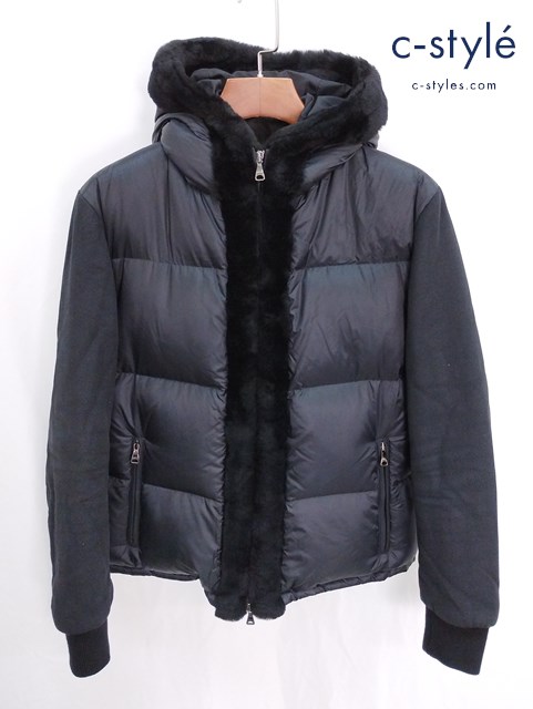 EMMETI GART ニットスリーブ ムートンダウンジャケット 48 ブラック