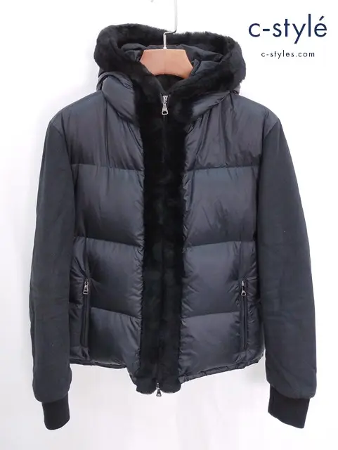 EMMETI GART ニットスリーブ ムートンダウンジャケット 48 ブラック