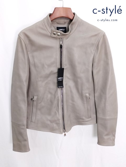 EMMETI エンメティ JURI シングルライダースジャケット 46 グレー系 GIAPPONE-078 羊革
