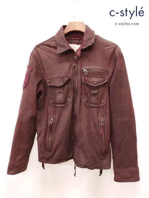 AVIREX アヴィレックス ポリスマンレザージャケット L ブラウンレッド 6121011 山羊革