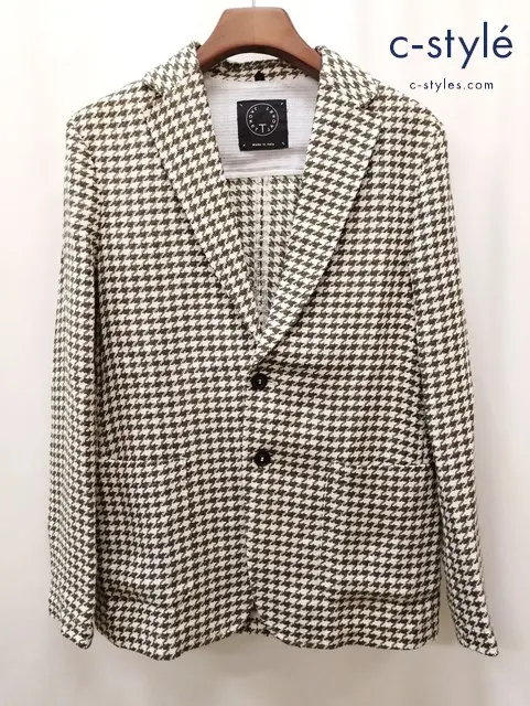 T-JACKET ティージャケット ニットスリムフィットジャケット M グリーン×ホワイト 総柄 51G419J5