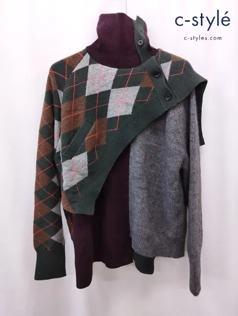 kolor カラー incorporated 3 マルチカラー アーガイル ミックス ニット セーター 20WCM-NO3303