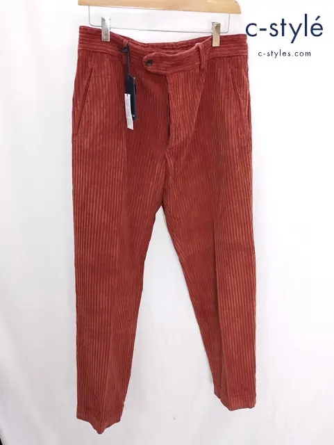 LARDINI ラルディーニ コーデュロイスラックス 48 レッドブラウン イタリア製 ボタンフライ JWBAKUD35