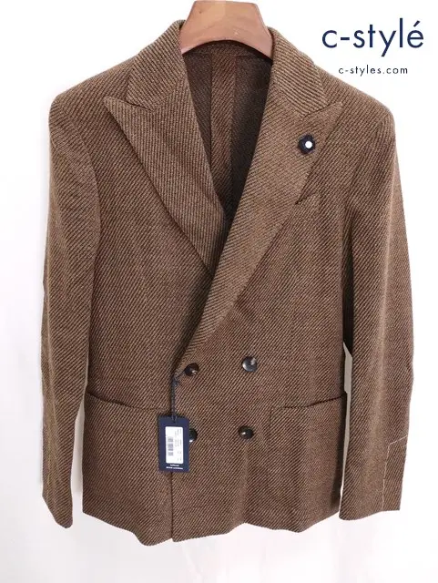 LARDINI ラルディーニ ダブルブレストジャケット 46 ブラウン ダブルボタン イタリア製 PRM1009