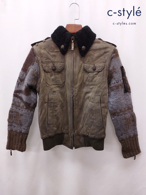 ROEN ロエン フライトジャケット 48 カーキ 60132002 袖ニット切替