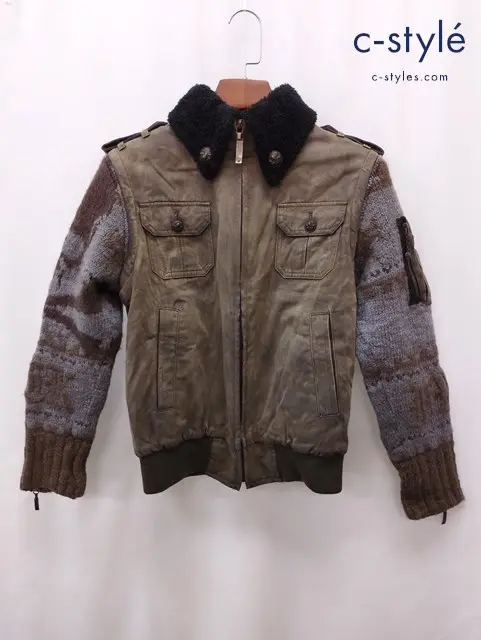 ROEN ロエン フライトジャケット 48 カーキ 60132002 袖ニット切替