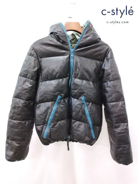 DUVETICA デュベティカ ダウンジャケット 46 ブラック DIONISIO 羊革 イタリア製