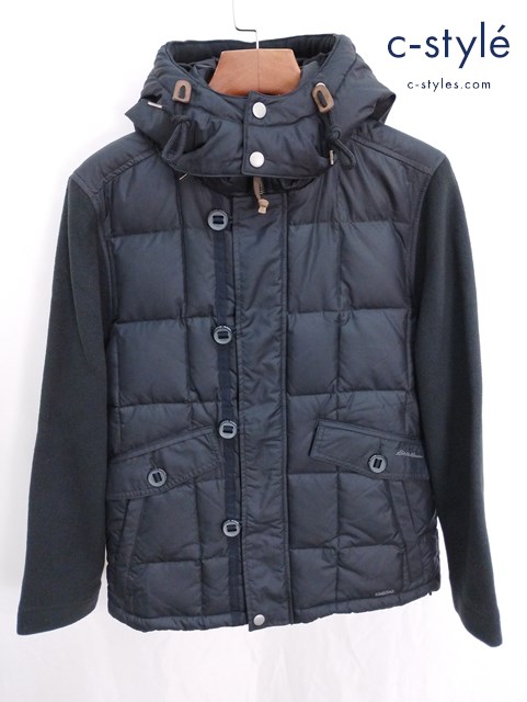Eddie Bauer エディーバウアー 袖切替 ダウンジャケット XS ブラック 43412555 フード付 レディース