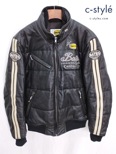 BATES ベイツ 中綿レザージャケット L ブラック ジップアップ バイクウェア