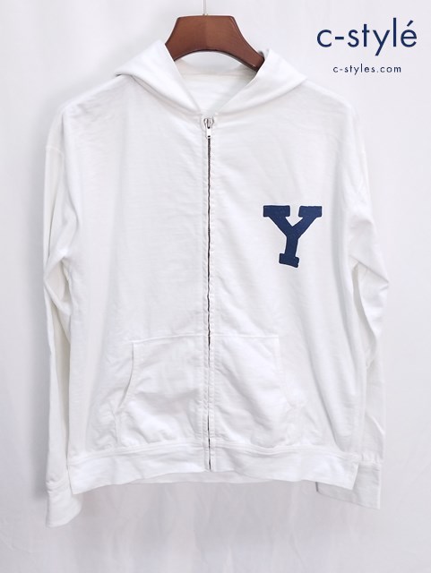 45R フォーティファイブアール でこぼこ天竺の908レガッタフード 2 ホワイト パーカー フルジップ