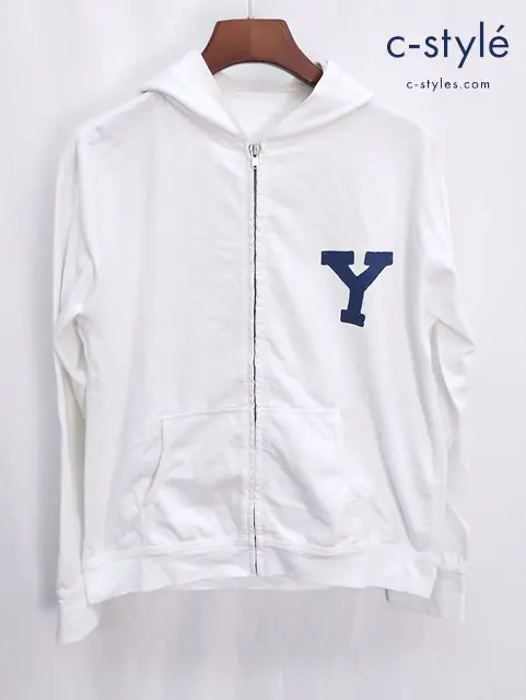 45R フォーティファイブアール でこぼこ天竺の908レガッタフード 2 ホワイト パーカー フルジップ