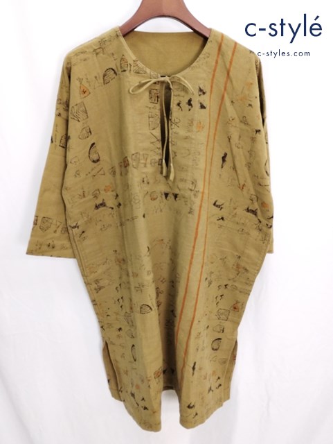 45R フォーティファイブアール ワンピース 0 カーキ系 総柄 プリント コットン