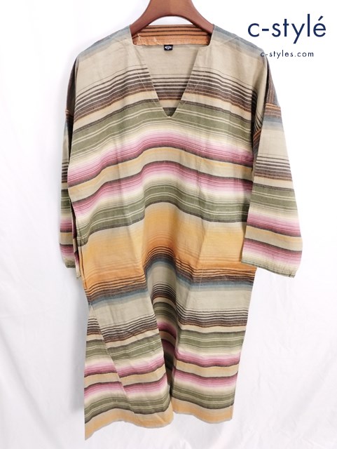 45R フォーティファイブアール インドカディオックスのレインボーダースモックTドレス マルチカラー